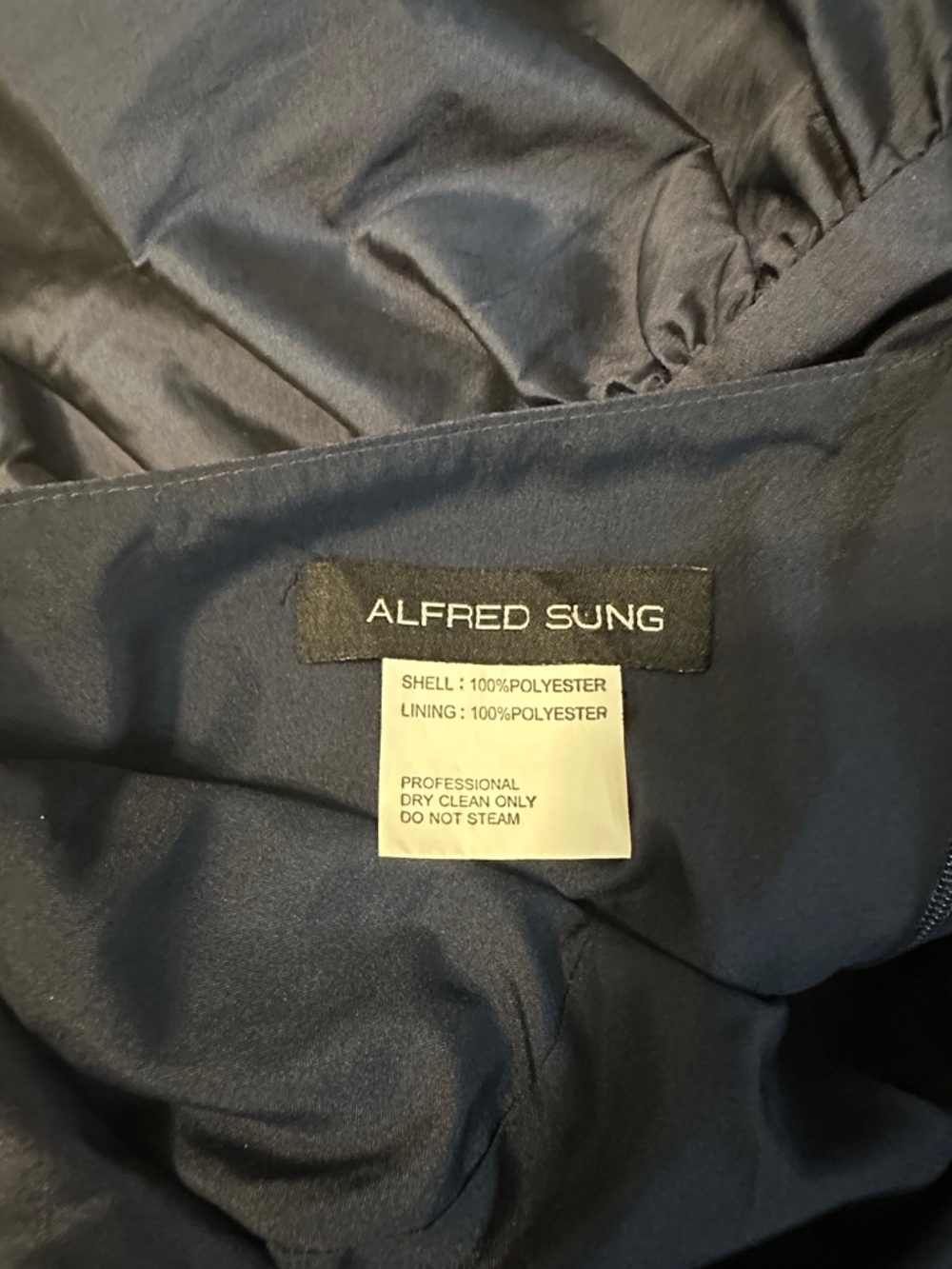 ALFRED SUNG One-Shoulder Navy Party Dress - Picture 9 of 11